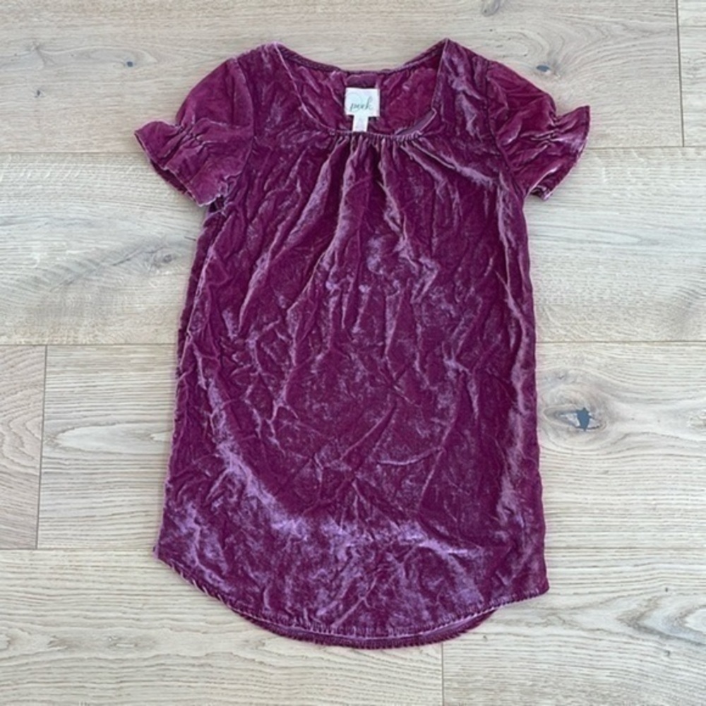 Peek Girls Purple Crushed Velvet Dress Size 10